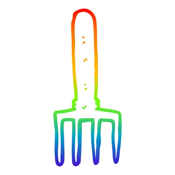 Linea gradiente arcobaleno disegno cartoon fork — Vettoriale Stock