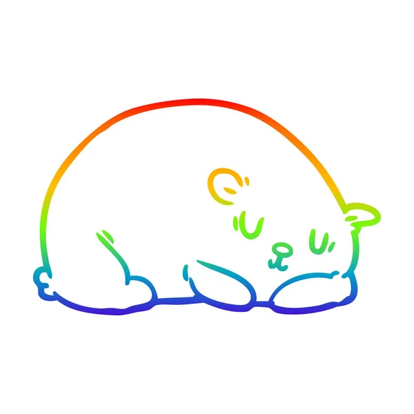 Arco iris gradiente línea dibujo somnoliento oso polar — Vector de stock