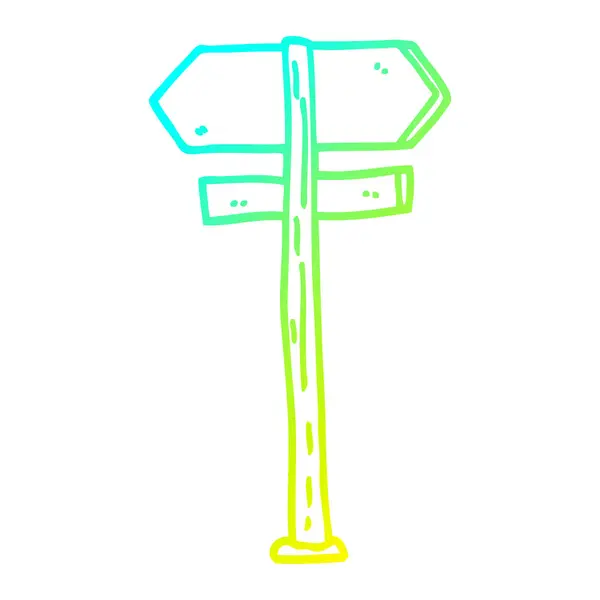 Linea gradiente freddo disegno cartoni animati direzione segno — Vettoriale Stock