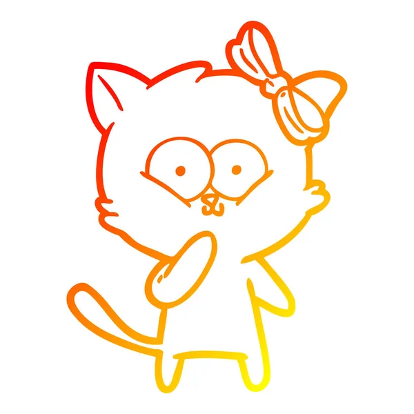 Meleg színátmenet vonal rajz rajzfilm macska — Stock Vector