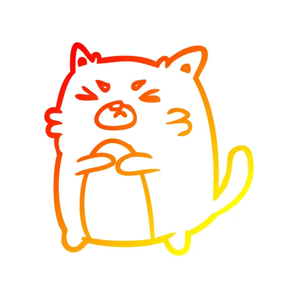 Línea de gradiente caliente dibujo gato enojado — Archivo Imágenes Vectoriales