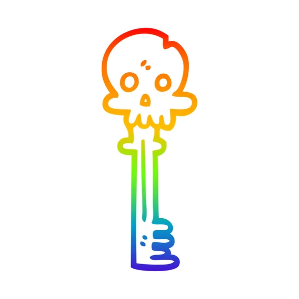 彩虹渐变线绘制卡通怪异头骨键 — 图库矢量图片