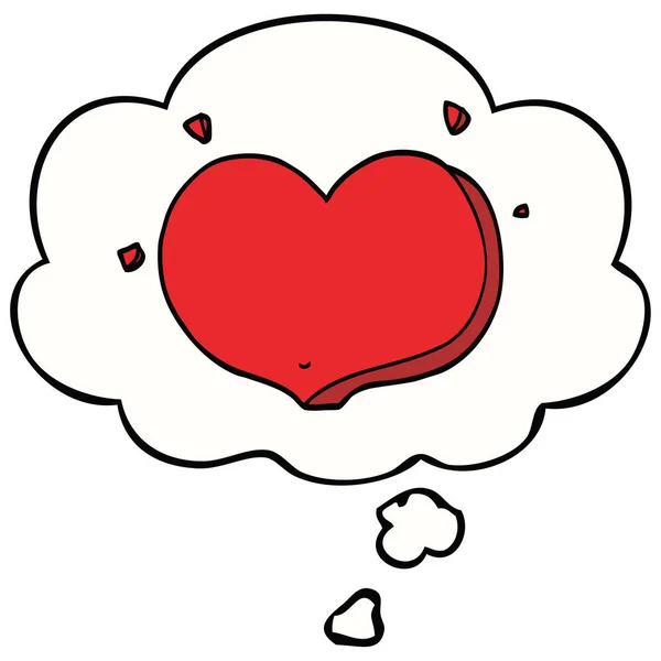 Cartone animato amore cuore e pensiero bolla — Vettoriale Stock