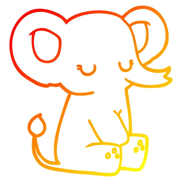 Gradient chaud dessin ligne éléphant dessin animé — Image vectorielle