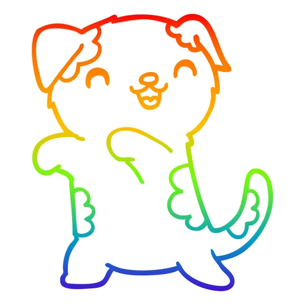 Rainbow gradient ligne dessin mignon dessin animé chiot — Image vectorielle