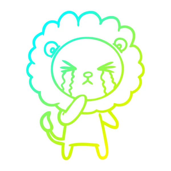 Froid gradient ligne dessin dessin animé pleurer lion — Image vectorielle