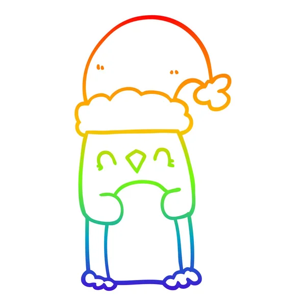 Arco iris gradiente línea dibujo dibujos animados pingüino — Vector de stock