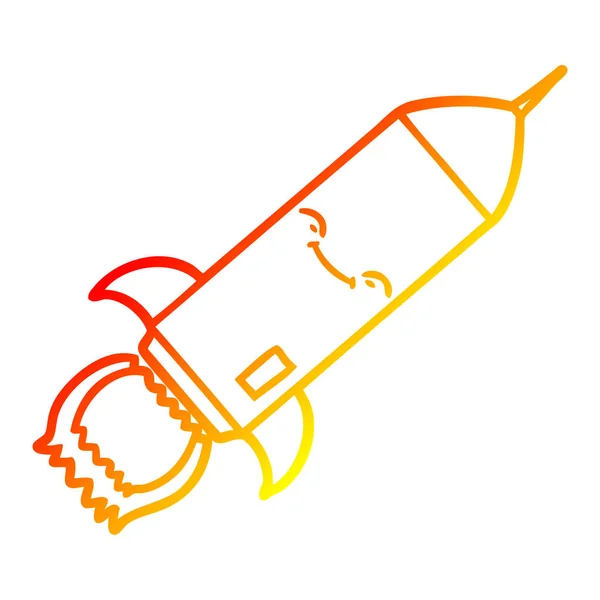 Linha gradiente quente desenho de foguete dos desenhos animados —  Vetores de Stock