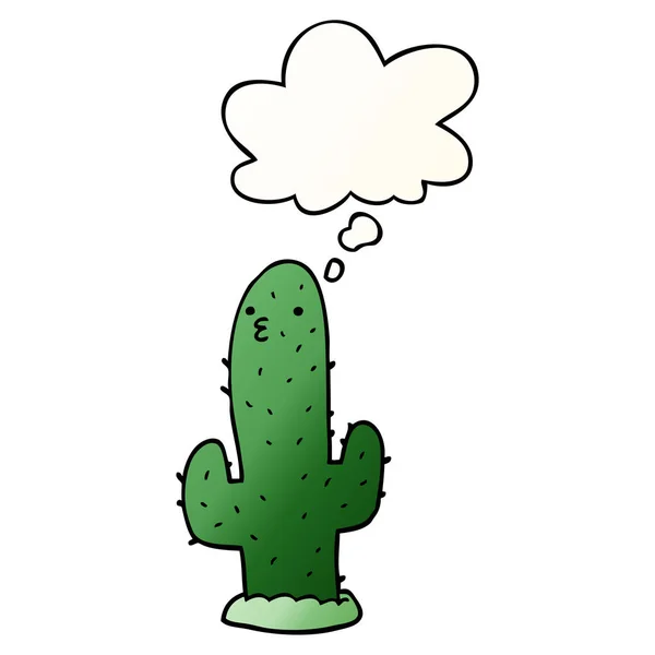 Cartoon cactus en gedachte bubble in gladde gradiënt stijl — Stockvector