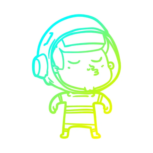Linea gradiente freddo disegno cartone animato fiducioso astronauta — Vettoriale Stock