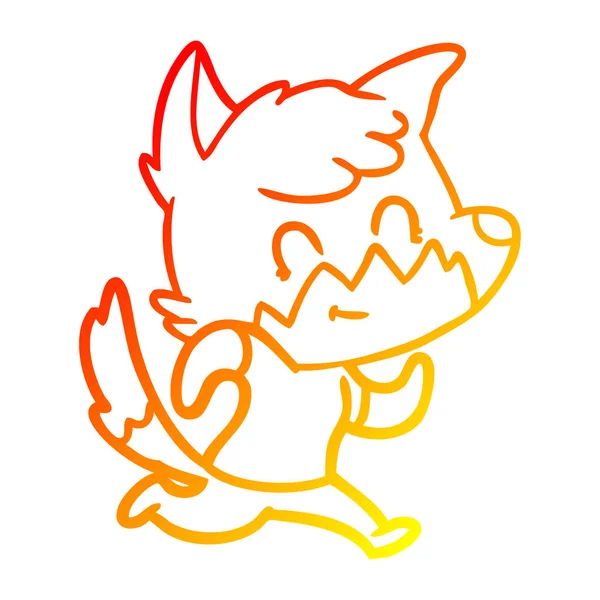 Warme kleurovergang lijntekening cartoon vriendelijke Fox — Stockvector