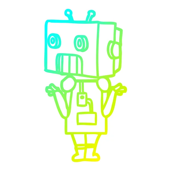 Línea de gradiente frío dibujo robot de dibujos animados — Vector de stock