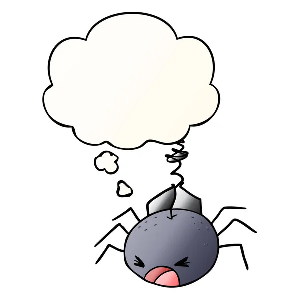 Cartoon Spider en gedachte bubble in gladde gradiënt stijl — Stockvector