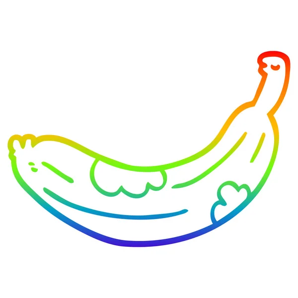 Arco-íris linha gradiente desenho desenho animado transformando banana — Vetor de Stock