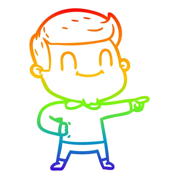 Regenbogen Gradientenlinie Zeichnung Cartoon freundlicher Mann — Stockvektor