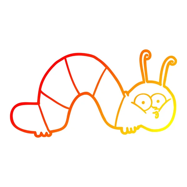 따뜻한 그라데이션 라인 그리기 만화 애벌레 — 스톡 벡터