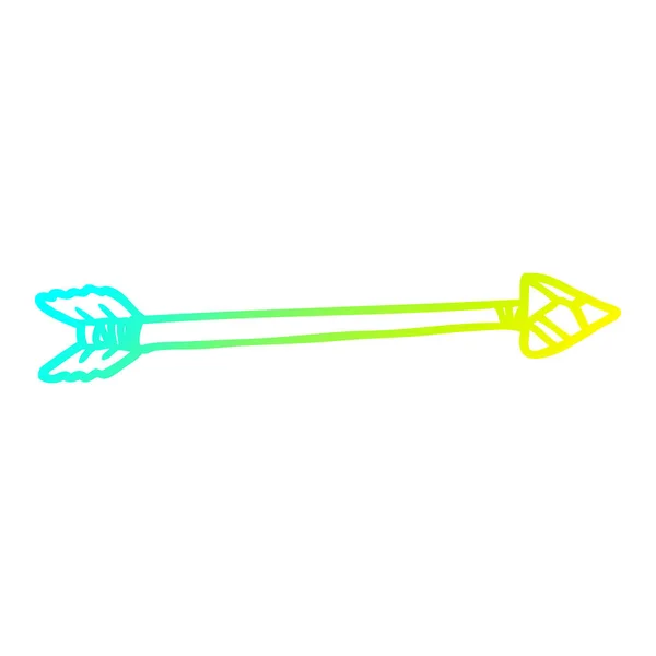 Línea de gradiente frío dibujo flecha de dibujos animados — Vector de stock
