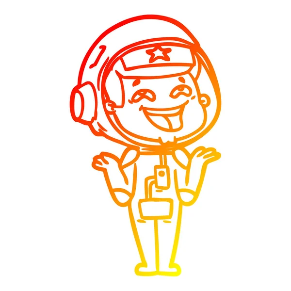 Warm gradient line drawing cartoon laughing astronaut — Stock Vector