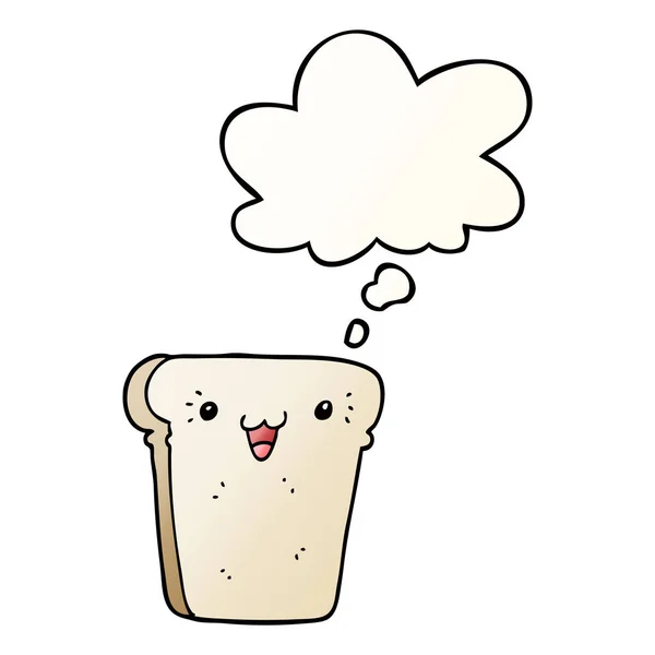 Cartoon-Scheibe Brot und Gedankenblase im sanften Gefälle — Stockvektor