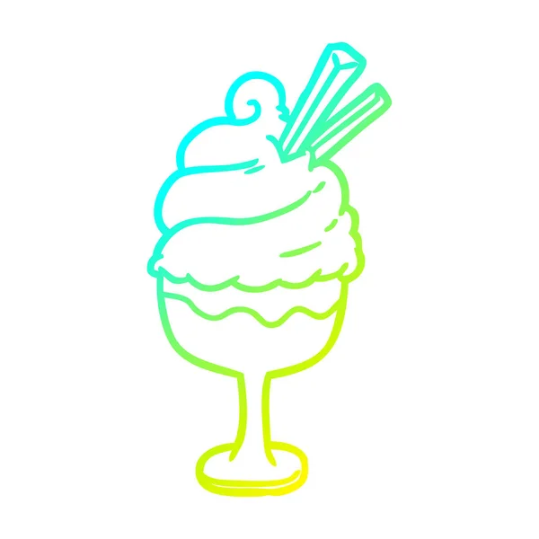 Línea de gradiente frío dibujo helado postre — Vector de stock