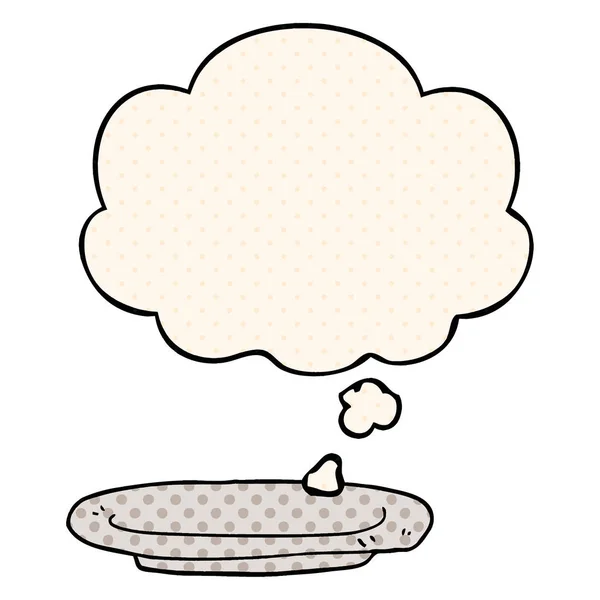 Мультяшная тарелка и мыльный пузырь в стиле комиксов — стоковый вектор