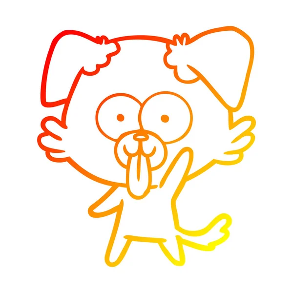 Teplá Přechodová čára kresba kreslený pes s jazykem vyčnívající — Stockový vektor
