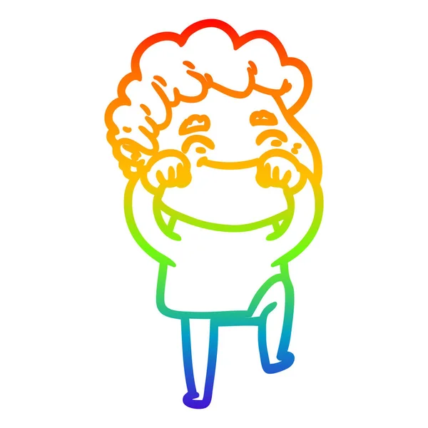 Rainbow gradient linje ritning tecknad vänlig man — Stock vektor