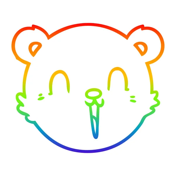 Regenbogen-Gradienten-Linie Zeichnung niedlich Cartoon Teddybär Gesicht — Stockvektor