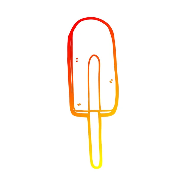 Warme kleurovergang lijntekening cartoon Ice lolly — Stockvector