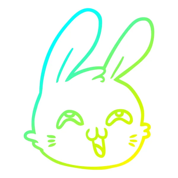 Frío gradiente línea dibujo dibujos animados feliz conejo cara — Vector de stock