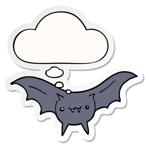 Cartoon bat and thought bubble as a printed sticker — Stock Vector