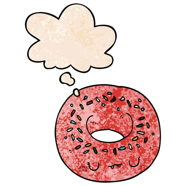 Мультяшный пончик и мыльный пузырь в стиле гранж текстуры — стоковый вектор