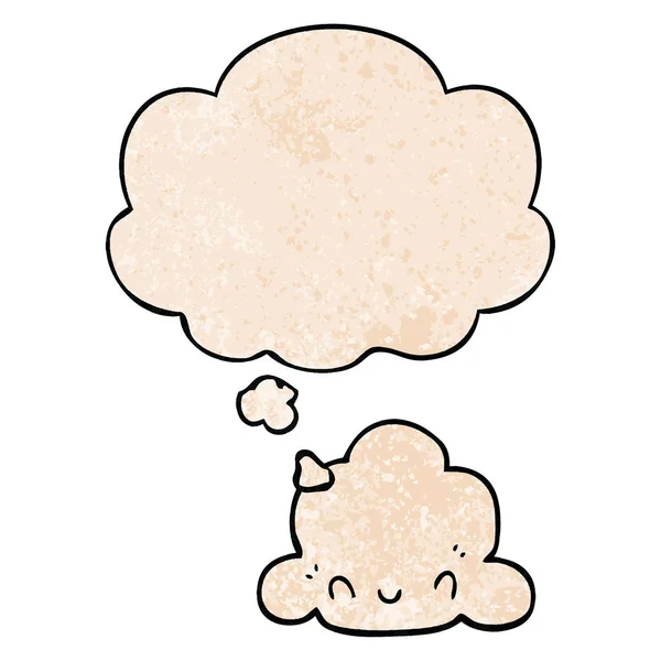 Cartoon wolk en gedachte bubble in grunge textuur patroon stijl — Stockvector