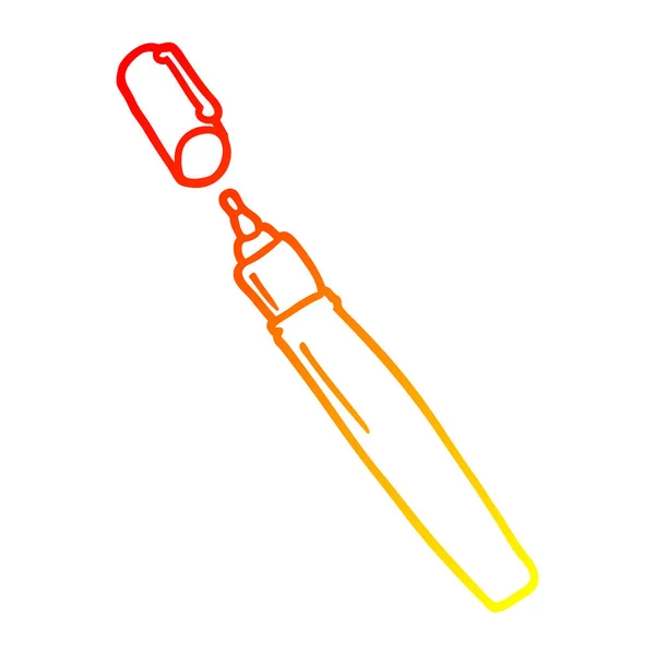 Linha gradiente quente desenho cartoon marcador permanente — Vetor de Stock