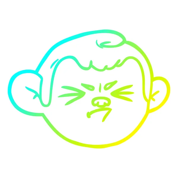 Línea de gradiente frío dibujo de dibujos animados cara de mono — Vector de stock