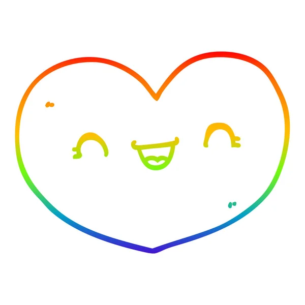 Arcobaleno gradiente linea disegno cartone animato amore cuore — Vettoriale Stock