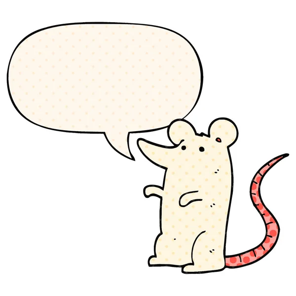 Cartoon rat and speech bubble in comic book style — Stock Vector