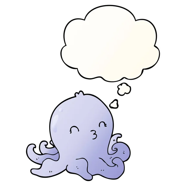 Cartoon octopus en gedachte bubble in gladde gradiënt stijl — Stockvector