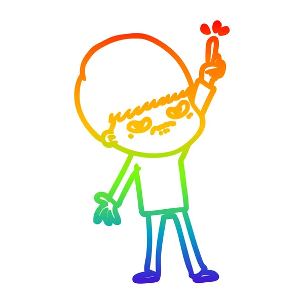 Arco iris gradiente línea dibujo enojado dibujos animados chico — Vector de stock