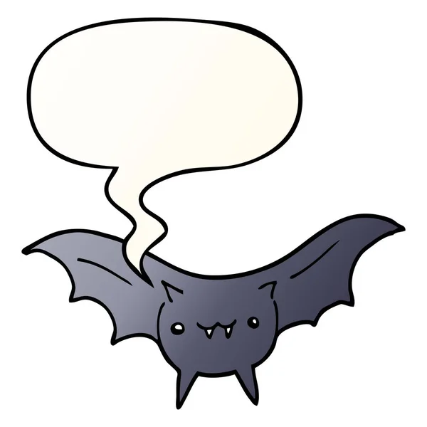 Morcego dos desenhos animados e bolha de fala em estilo gradiente suave —  Vetores de Stock