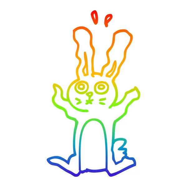 Regenboog gradiënt lijntekening cartoon bang Bunny — Stockvector