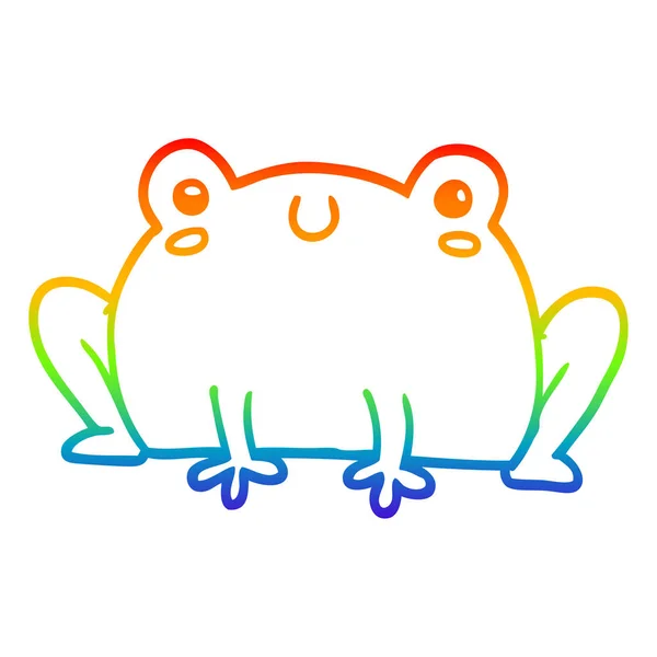 虹のグラデーションライン描画漫画カエル — ストックベクタ