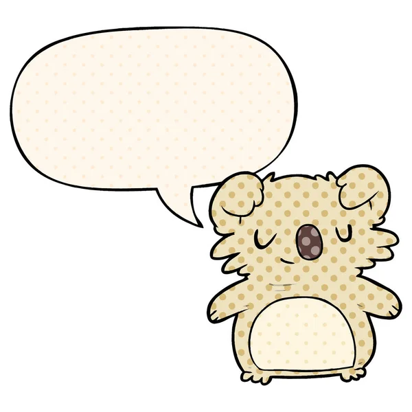 Mignon dessin animé koala et bulle de parole dans le style de bande dessinée — Image vectorielle