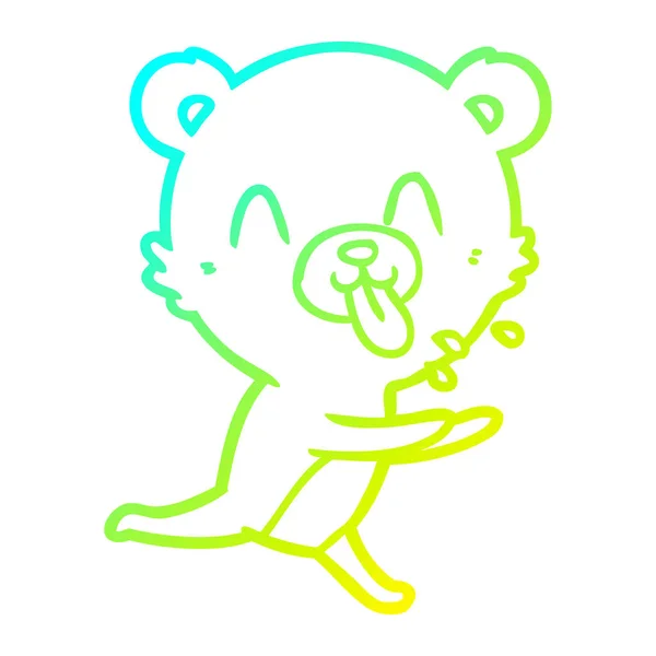 Froid dégradé ligne dessin grossier dessin animé ours polaire se détachant — Image vectorielle