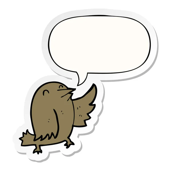 Κινούμενα σχέδια πουλί και ομιλία αυτοκόλλητο φούσκα — Διανυσματικό Αρχείο