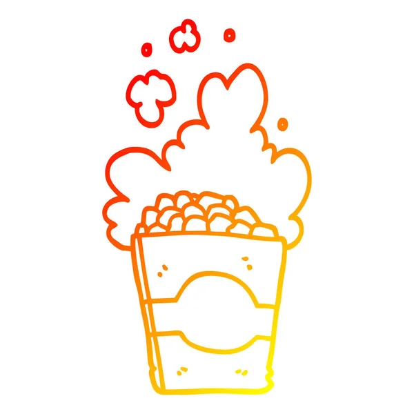 Warme kleurovergang lijntekening cartoon popcorn — Stockvector