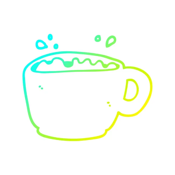 Linha gradiente frio desenho copo de café dos desenhos animados — Vetor de Stock