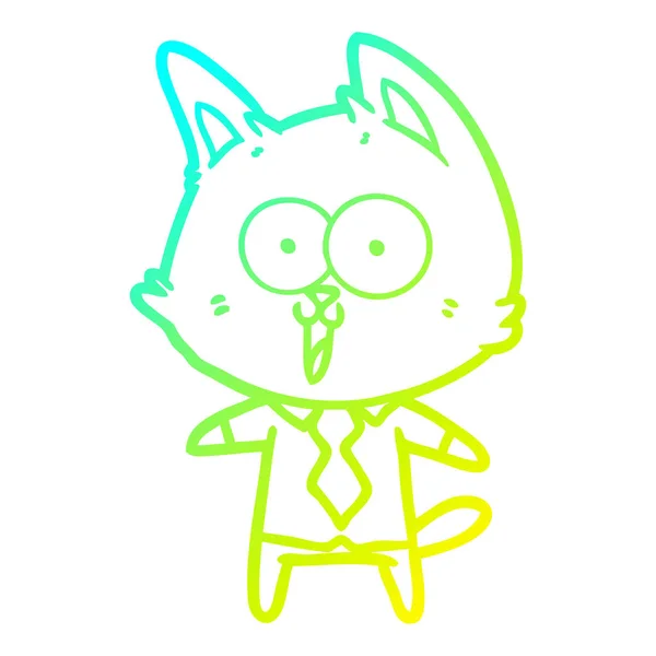 Studená Přechodová čára kreslení legrační Kreslená kočka nosí košile a t — Stockový vektor