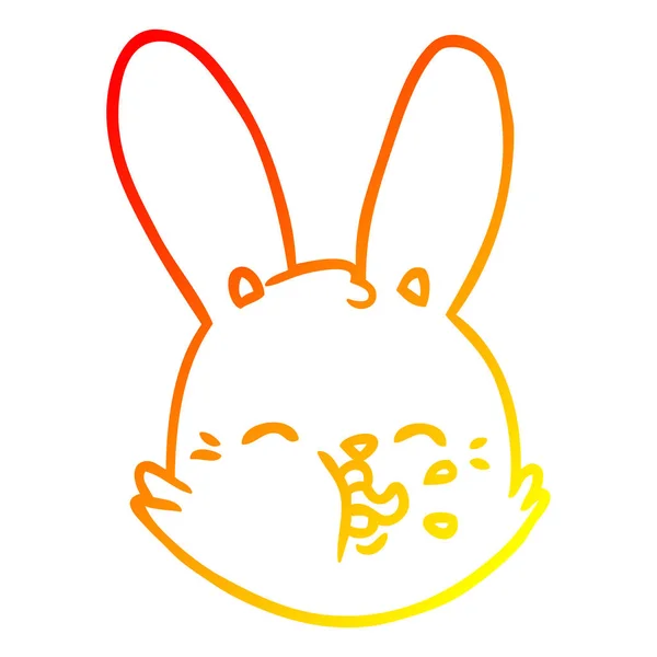따뜻한 그라데이션 라인 그리기 만화 재미있는 토끼 얼굴 — 스톡 벡터