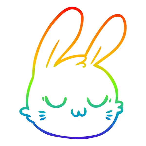 Rainbow gradient line drawing cartoon rabbit face — Stock Vector